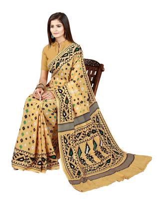 Multicolor hand woven art silk saree with blouse 4