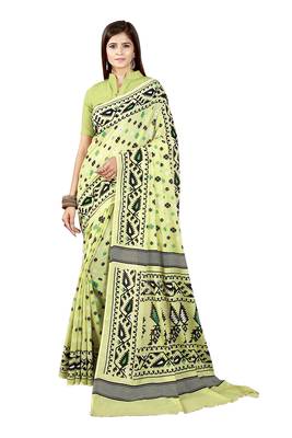 Multicolor hand woven art silk saree with blouse 1