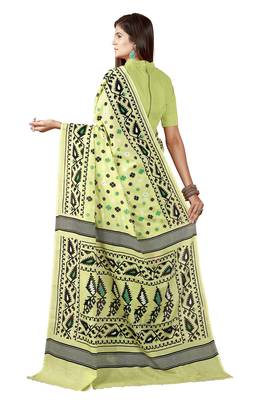Multicolor hand woven art silk saree with blouse 2