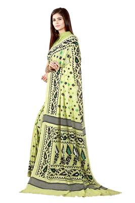 Multicolor hand woven art silk saree with blouse 3