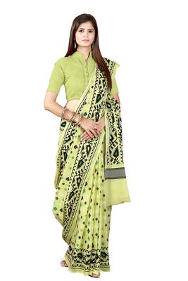 Multicolor hand woven art silk saree with blouse 4
