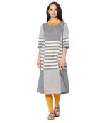 Grey printed cotton kurtas-and-kurtis