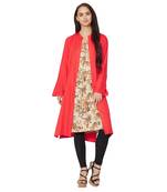 Beige printed cotton kurtas-and-kurtis