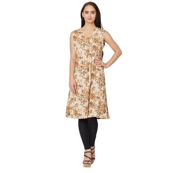 Beige printed cotton kurtas-and-kurtis 4