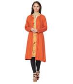 Beige printed cotton kurtas-and-kurtis