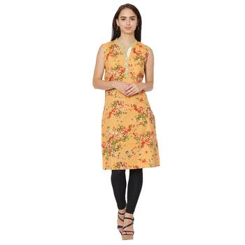 Beige printed cotton kurtas-and-kurtis 4