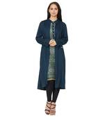 Blue printed cotton kurtas-and-kurtis