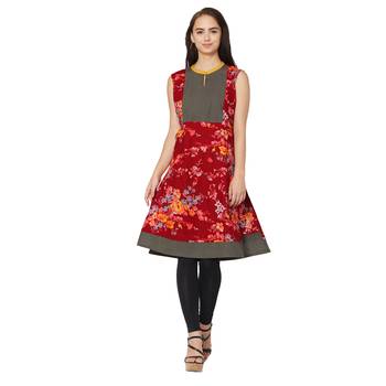 Red printed cotton kurtas-and-kurtis 4