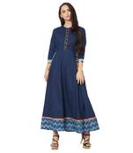 Blue printed cotton kurtas-and-kurtis