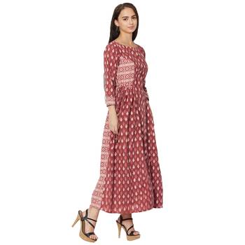 Maroon printed cotton kurtas-and-kurtis 3