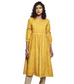Yellow plain cotton kurtas-and-kurtis