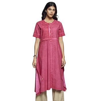 Pink plain cotton kurtas-and-kurtis 1