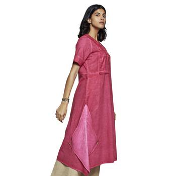 Pink plain cotton kurtas-and-kurtis 3
