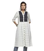 White printed cotton kurtas-and-kurtis