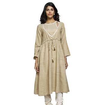 Off-white plain cotton kurtas-and-kurtis 1