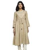 Off-white plain cotton kurtas-and-kurtis