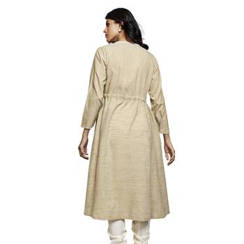 Off-white plain cotton kurtas-and-kurtis 2