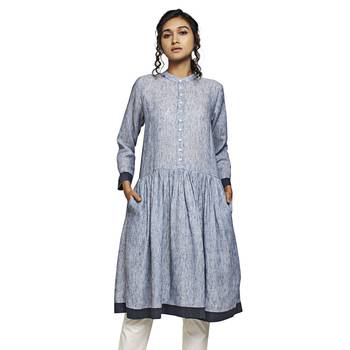 Grey plain cotton kurtas-and-kurtis 1