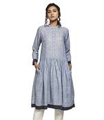 Grey plain cotton kurtas-and-kurtis