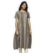 Brown printed cotton kurtas-and-kurtis