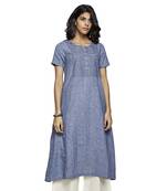 Blue plain cotton kurtas-and-kurtis