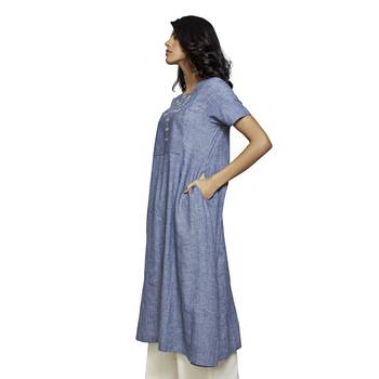 Blue plain cotton kurtas-and-kurtis 3