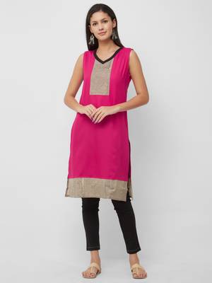 Pink plain cotton kurtas-and-kurtis 1