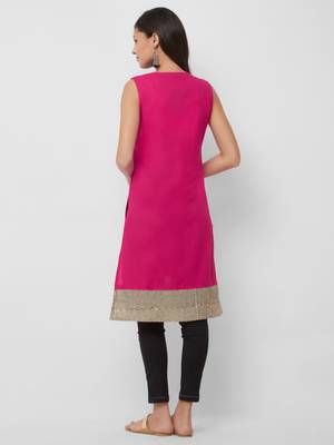 Pink plain cotton kurtas-and-kurtis 2