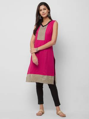Pink plain cotton kurtas-and-kurtis 3