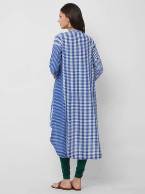 Blue plain cotton kurtas-and-kurtis 2