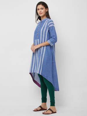 Blue plain cotton kurtas-and-kurtis 4