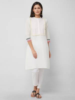 White plain cotton kurtas-and-kurtis 1