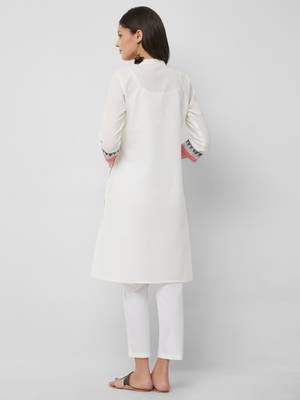 White plain cotton kurtas-and-kurtis 2