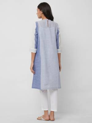 Blue plain cotton kurtas-and-kurtis 2