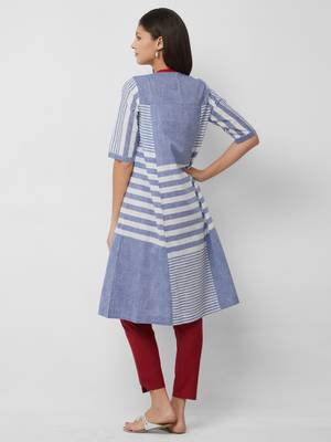 Blue woven cotton kurtas-and-kurtis 2
