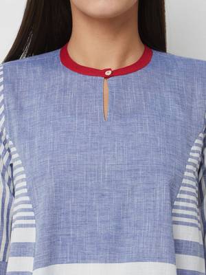 Blue woven cotton kurtas-and-kurtis 5