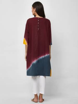 Maroon printed cotton kurtas-and-kurtis 2