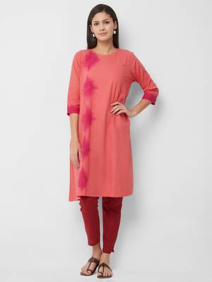 Peach printed cotton kurtas-and-kurtis 1