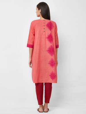 Peach printed cotton kurtas-and-kurtis 2