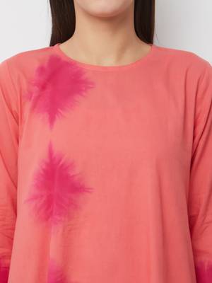 Peach printed cotton kurtas-and-kurtis 5