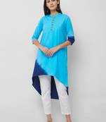 Blue printed cotton kurtas-and-kurtis