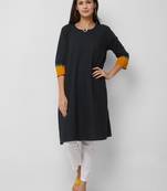 Black printed cotton kurtas-and-kurtis