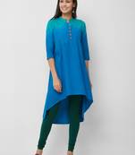 Blue printed cotton kurtas-and-kurtis