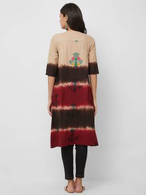 Beige embroidered cotton kurtas-and-kurtis 2