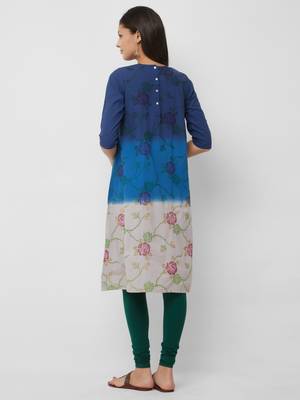 Blue embroidered cotton kurtas-and-kurtis 2