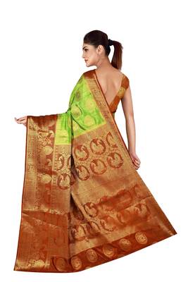 Multicolor woven cotton silk saree with blouse 2