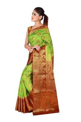Multicolor woven cotton silk saree with blouse 3