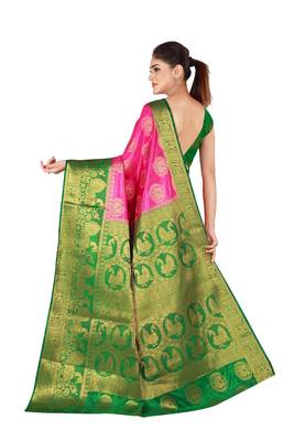 Multicolor woven cotton silk saree with blouse 2