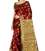 Multicolor woven cotton silk saree with blouse
