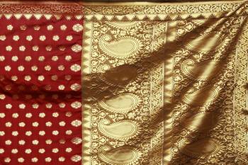 Multicolor woven cotton silk saree with blouse 5
